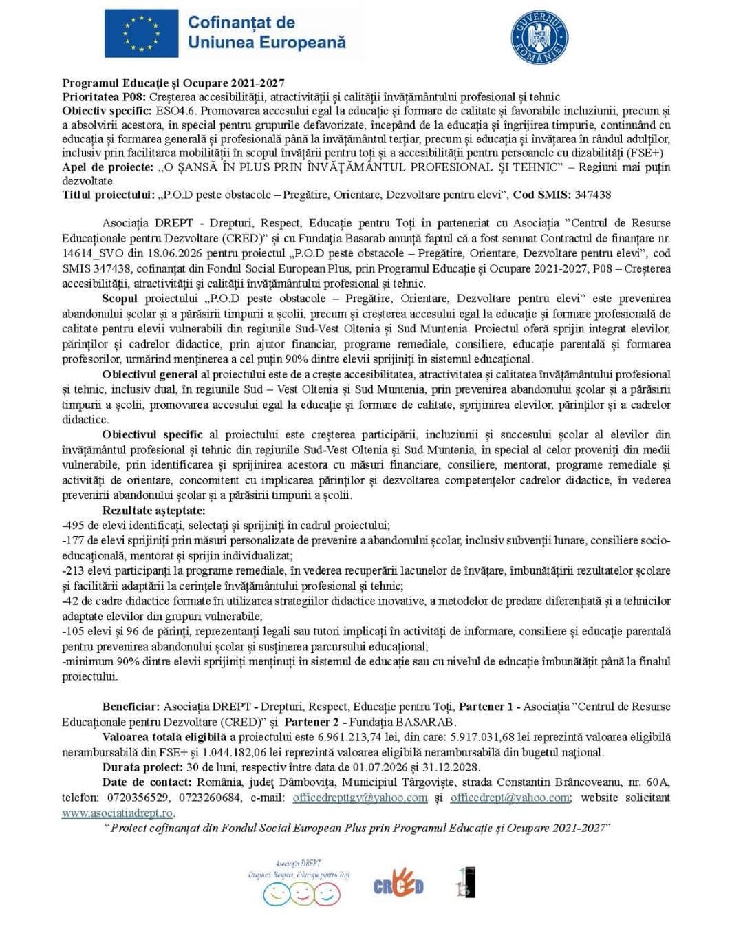P.O.D peste obstacole – Pregătire, Orientare, Dezvoltare pentru elevi