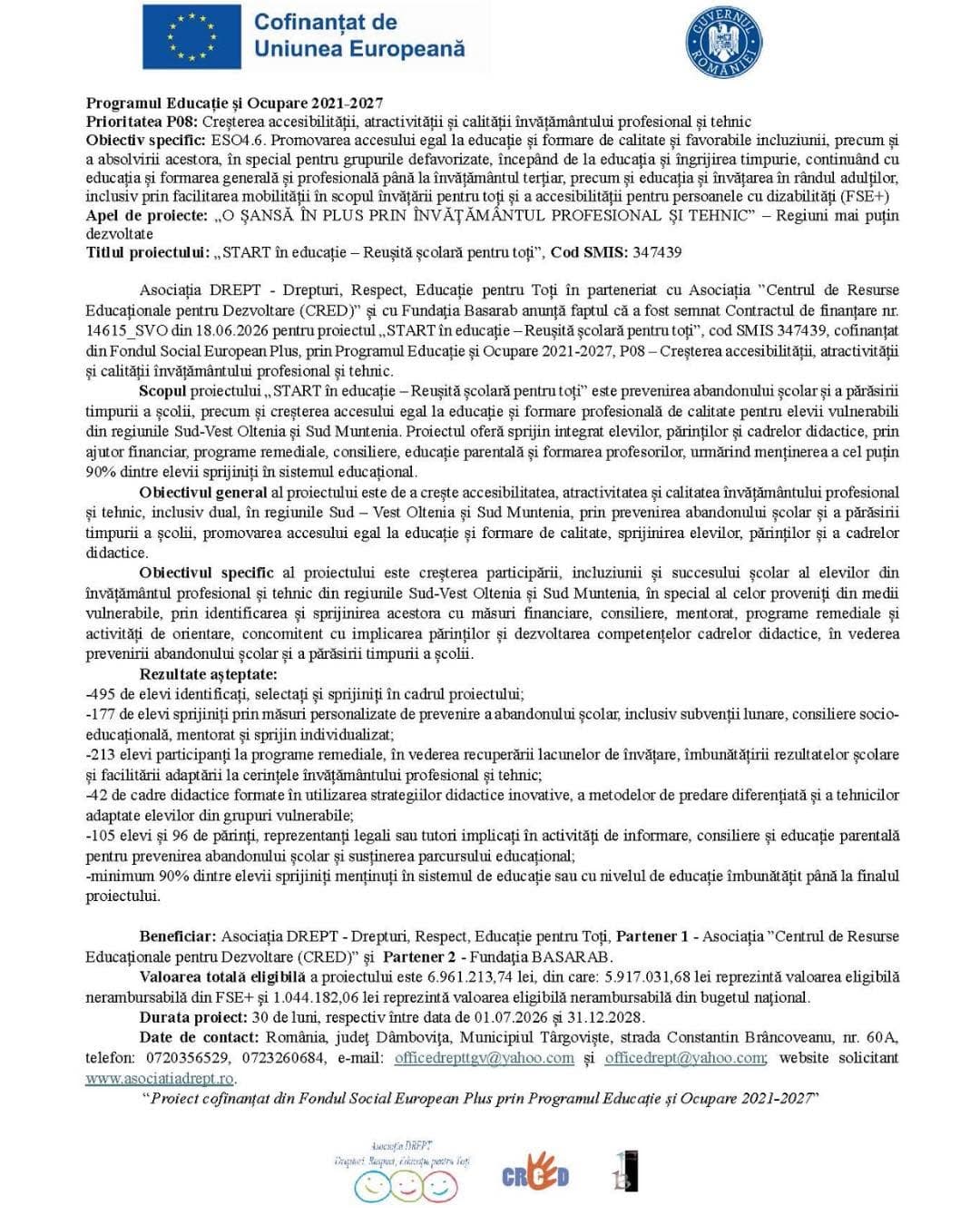 START în educație – Reușită școlară pentru toți
